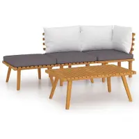 vidaXL Ensemble de salon de jardin 4 pièces avec coussins en bois massif d'acacia