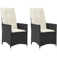 vidaXL Fauteuil de jardin avec coussin 2 pcs. Réglable Noir Poly Rattan