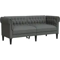 vidaXL Canapé Chesterfield 2 places gris foncé Tissu