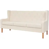 vidaXL Canapé à 3 places Tissu Blanc crème