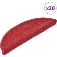 vidaXL Tapis d'escalier 30 pièces 56 x 17 x 3 cm Rouge Demi-rond