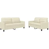 vidaXL Ensemble de canapés 2 pièces avec coussins Crème Similicuir