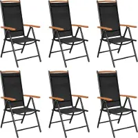 vidaXL Chaises de jardin pliantes 6 pcs. Textilène noir