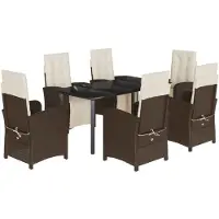 vidaXL Ensemble de jardin 7 pièces avec coussins Marron Poly rotin