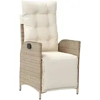 vidaXL Fauteuil de jardin avec repose-pieds Réglable Beige Poly Rattan