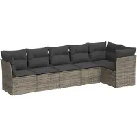 vidaXL Ensemble de salon de jardin 6 pièces avec coussins Gris Poly rotin