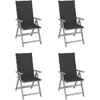 vidaXL Chaise à haut dossier Réglable 4 pièces avec coussins Bois massif Acacia