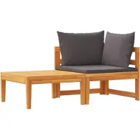 vidaXL Ensemble de salon de jardin 2 pièces avec coussins gris foncé en bois d'acacia