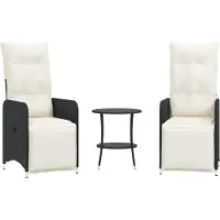 vidaXL Chaises d'extérieur 2 pcs. avec table noir Poly-Rattan