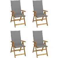 vidaXL Chaise à haut dossier Réglable 4 pièces avec coussins Bois massif Acacia