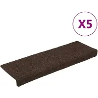 vidaXL Tapis d'escalier autocollants 15 pièces 65 x 21 x 4 cm Marron Bord rectangulaire