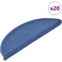 vidaXL Tapis d'escalier 20 pièces 56 x 17 x 3 cm Bleu Demi-rond