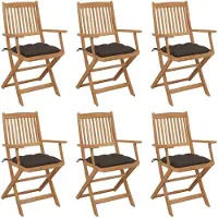 vidaXL Chaises de jardin pliantes 6 pièces avec coussins en bois massif d'acacia