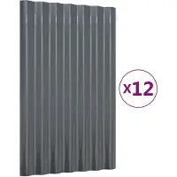 vidaXL Panneaux de toit 12 pcs Acier revêtu par poudre Anthracite 60x36 cm