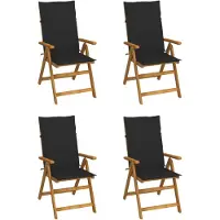 vidaXL Chaise à haut dossier Réglable 4 pièces avec coussins Bois massif Acacia