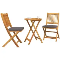 vidaXL Ensemble de table et chaises de jardin, 3 pièces, bois d'acacia massif, couleur marron