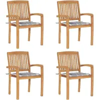 vidaXL Chaises de jardin empilables avec coussins 4 pcs. Bois massif teck