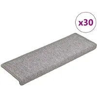 vidaXL Tapis d'escalier 30 pièces 65 x 21 x 4 cm Gris clair Bord rectangulaire