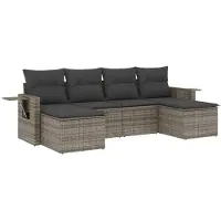 vidaXL Ensemble de salon de jardin 6 pièces avec coussins Gris Poly rotin