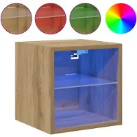 vidaXL Armoire TV murale avec lampes LED Chêne Artisan 30x28,5x30cm