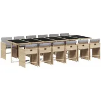 vidaXL Ensemble de jardin 13 pièces avec coussins Mélange beige Poly rotin