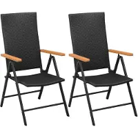 vidaXL Chaises de jardin empilables 2 pcs. Poly rotin noir