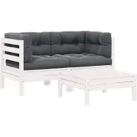vidaXL Ensemble de salon de jardin 3 pièces avec coussins en pin massif blanc