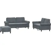 vidaXL Ensemble de canapés 3 pièces avec coussins gris foncé velours