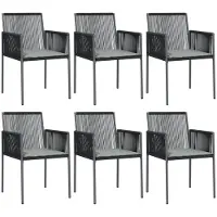 vidaXL Chaises de jardin avec coussins 6 pcs. noir 54x60,5x83,5 cm