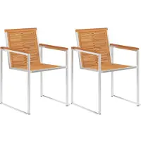 vidaXL Chaises de jardin 2 pcs. Bois massif acacia et acier inoxydable
