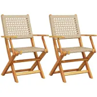 vidaXL Chaises de jardin 2 pcs. Beige Acacia massif et poly rotin