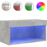 vidaXL Armoire TV avec lampes LED gris béton 60x30x30 cm