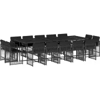 vidaXL Ensemble de jardin 15 pièces avec coussins Noir Poly Rattan