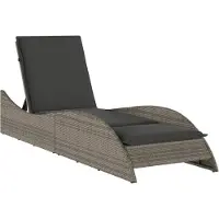 vidaXL Chaise longue avec support Gris 60x205x73 cm Poly rotin