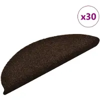 vidaXL Tapis d'escalier auto-adhésifs 30 pièces 56 x 17 x 3 cm Marron foncé Demi-rond