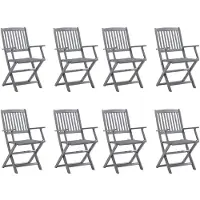 vidaXL Chaises de jardin pliantes 8 pcs. avec coussins en bois massif d'acacia