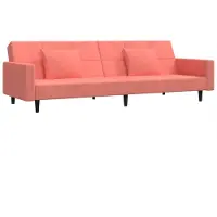 vidaXL Canapé-lit à 2 places avec deux oreillers Rose Velours