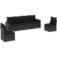 vidaXL Ensemble de salon de jardin 6 pièces avec coussins noir poly rotin