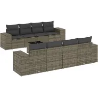 vidaXL Ensemble de salon de jardin 9 pièces avec coussins Gris Poly rotin