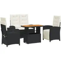 vidaXL Ensemble de jardin 4 pièces avec coussins Noir Poly Rattan