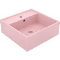 vidaXL Lavabo de luxe Débordement Carré Mat Rose 41x41 cm