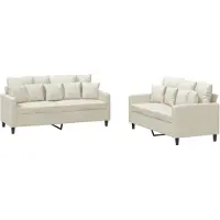 vidaXL Ensemble de canapés 2 pièces avec coussins Crème Velours