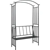 vidaXL Arc de roses avec banc noir 128x50x207 cm Fer