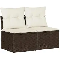 vidaXL Ensemble de salon de jardin 2 pièces avec coussins Marron Poly rotin Acacia