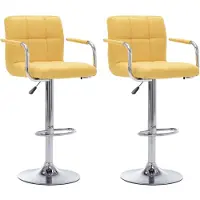 vidaXL Tabouret de bar 2 pcs. Tissu jaune