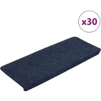 vidaXL Tapis d'escalier auto-adhésifs 30 pcs bleu 65x24,5x3,5 cm