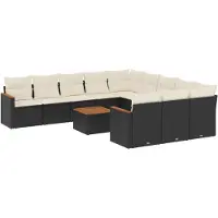 vidaXL Ensemble de 12 canapés de jardin avec coussins noir poly rotin