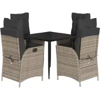 vidaXL Ensemble de jardin 5 pièces avec coussins Gris Poly rotin