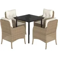 vidaXL Salon de jardin 5 pièces avec coussins Beige Poly Rattan