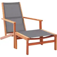 vidaXL Chaise de jardin avec repose-pieds Gris Eucalyptus Bois massif Textilène